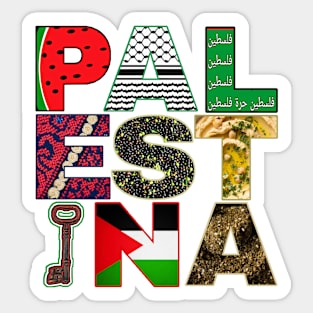 PALESTINA- Watermelon - Keffiyeh - Palestine Will Be Free - Palestine Fabric - Olives - Hummus - Key of Return - Palestine Flag - Za'atar - Front Sticker